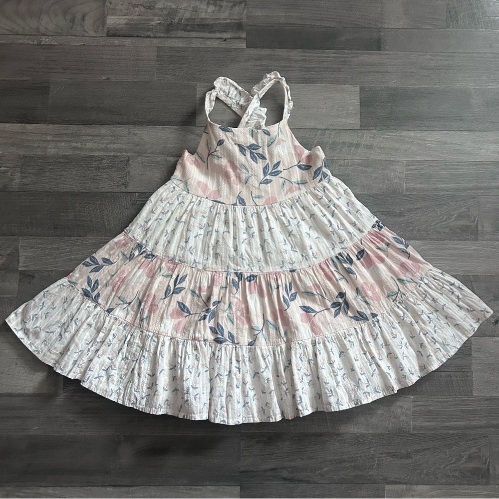 Catherine Malandrino Girls Pink Floral Tiered Dress